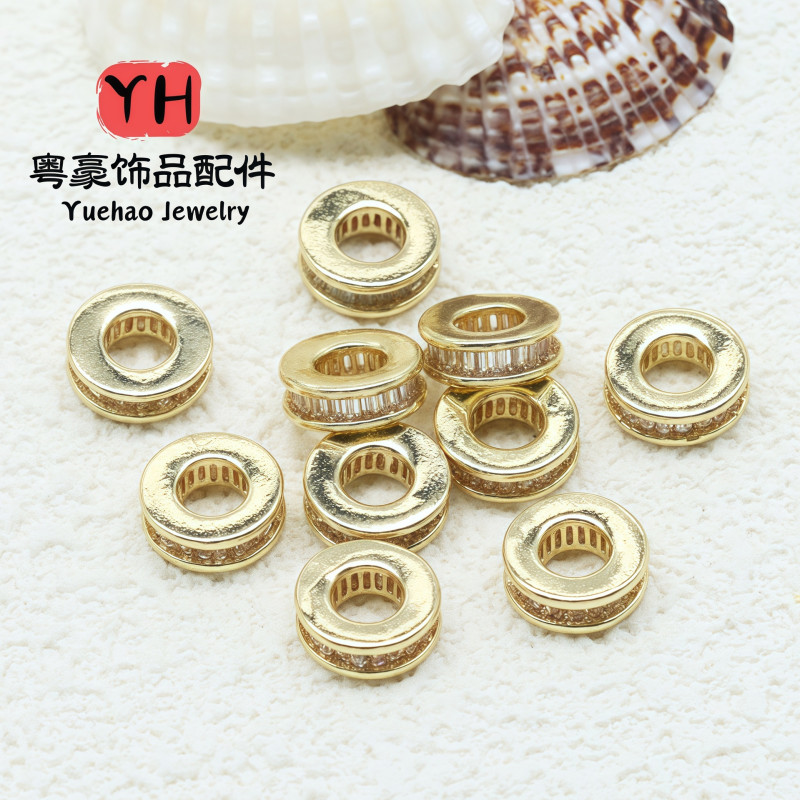 14k Gold-filled Color-preserving T-drill Large Hole Spacer Beads Zircon Diy Bracelet