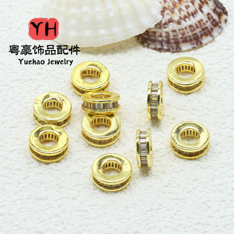 14k Gold-filled Color-preserving T-drill Large Hole Spacer Beads Zircon Diy Bracelet