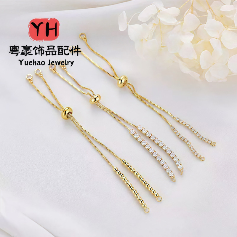 Diy Jewelry Accessories Copper-plated 14k Real Gold Adjustable Bracelet Simple and
