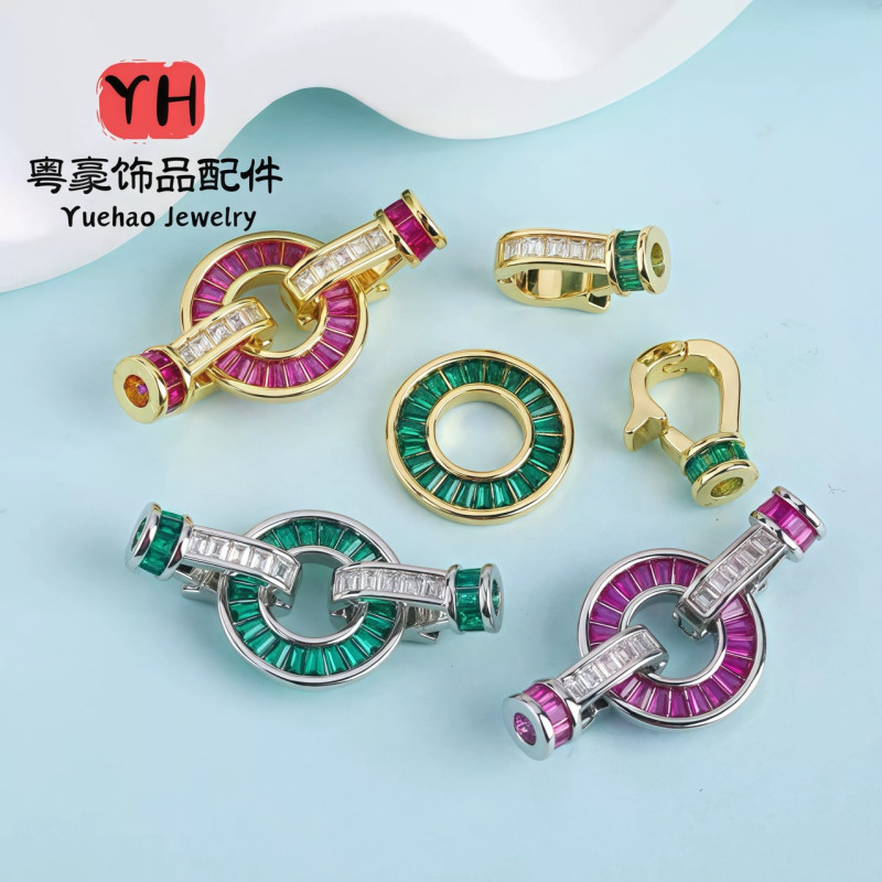 Diy Jewelry Buttons, Round Trapezoidal Set Small Red Corundum Movable Buckles, High-end