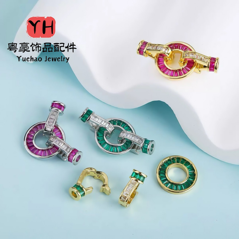 Diy Jewelry Buttons, Round Trapezoidal Set Small Red Corundum Movable Buckles, High-end