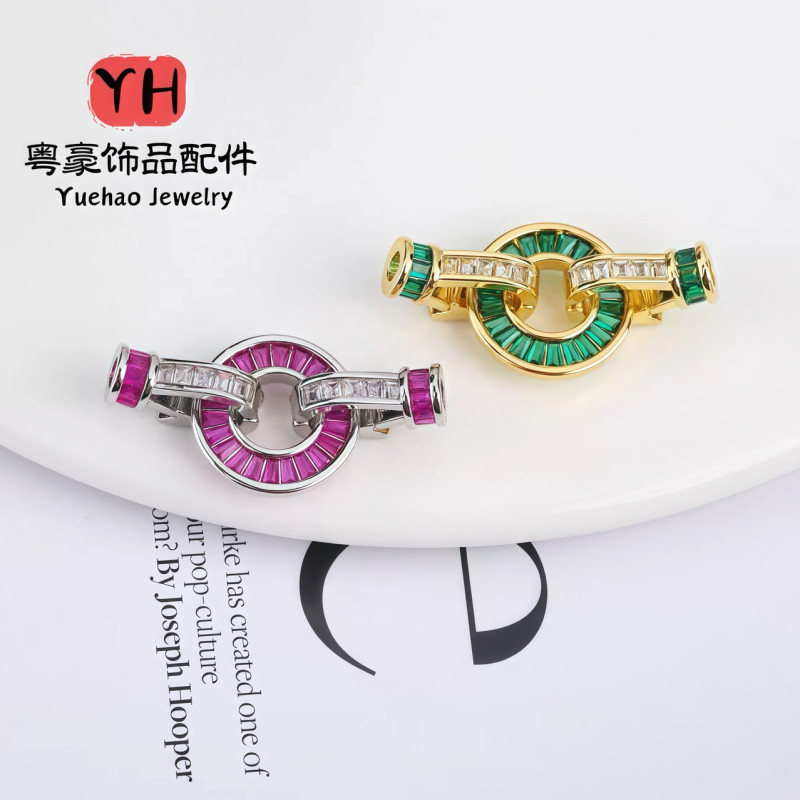 Diy Jewelry Buttons, Round Trapezoidal Set Small Red Corundum Movable Buckles, High-end