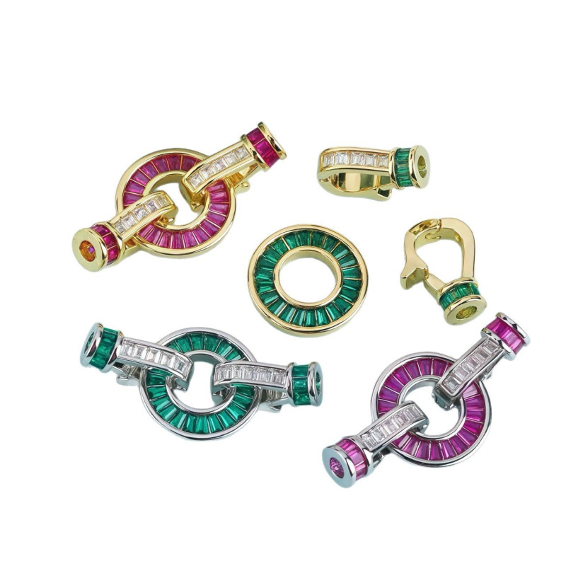 Diy Jewelry Buttons, Round Trapezoidal Set Small Red Corundum Movable Buckles, High-end