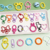 Colorful Alloy Love Kitten Keychain Ring Spring Buckle Diy Accessories Jewelry Hanging