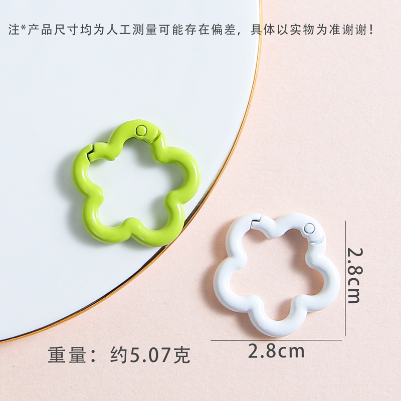 Colorful Painted Metal Flower Spring Plum Blossom Key Ring Handmade Diy Jewelry