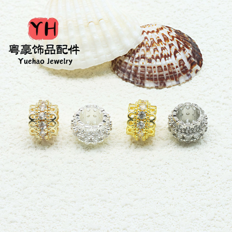 18k Gold-filled Color-protected Zircon Large Hole Spacer Beads Diy Copper Handmade