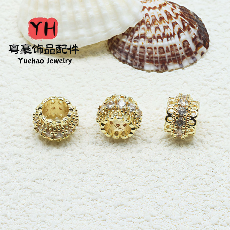 18k Gold-filled Color-protected Zircon Large Hole Spacer Beads Diy Copper Handmade