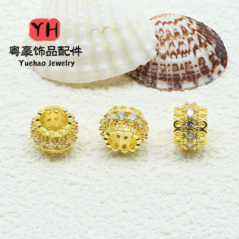 18k Gold-filled Color-protected Zircon Large Hole Spacer Beads Diy Copper Handmade