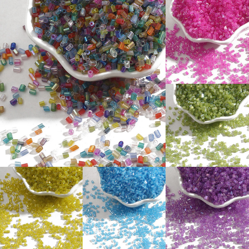 2mmh Tube Colored Glass Rice Beads Hand String Handmade Diy Bracelet Necklace Jewelry