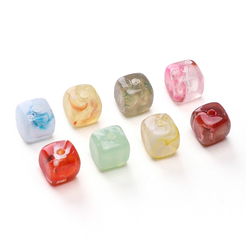 6x6mm Acrylic High-gloss Transparent Two-color Square Beads Loose Handmade Diy Beaded