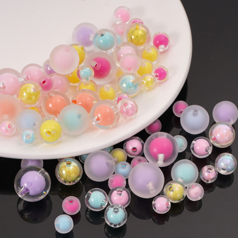 8-16 Colorful Frosted Transparent Color-plated Acrylic Beads Hand Diy Handmade Bracelet