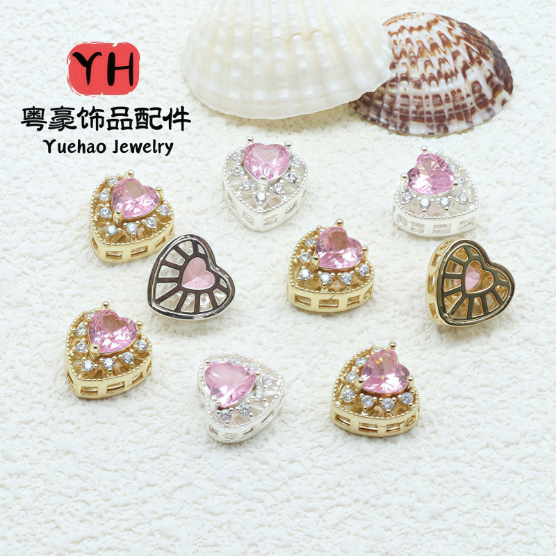 14k Gold-filled Color-protected Diamond-colored Zircon Hollow Love Heart-shaped Separator