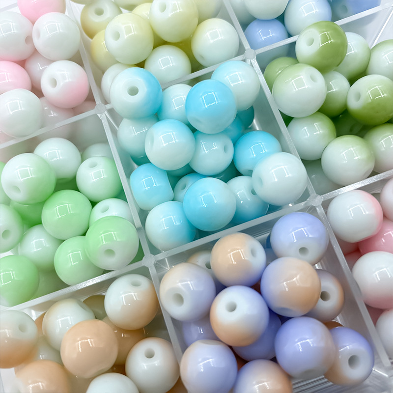 10mm Porcelain Beads Glass Round Loose Diy Necklace Bracelet Straight Hole Decorative