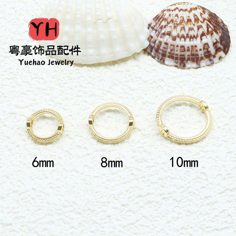 14k Gold-filled Twist Bead Set Ring Clip Beads Straight Hole Through Circle Set Diy