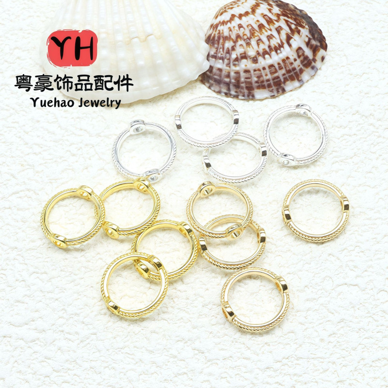 14k Gold-filled Twist Bead Set Ring Clip Beads Straight Hole Through Circle Set Diy