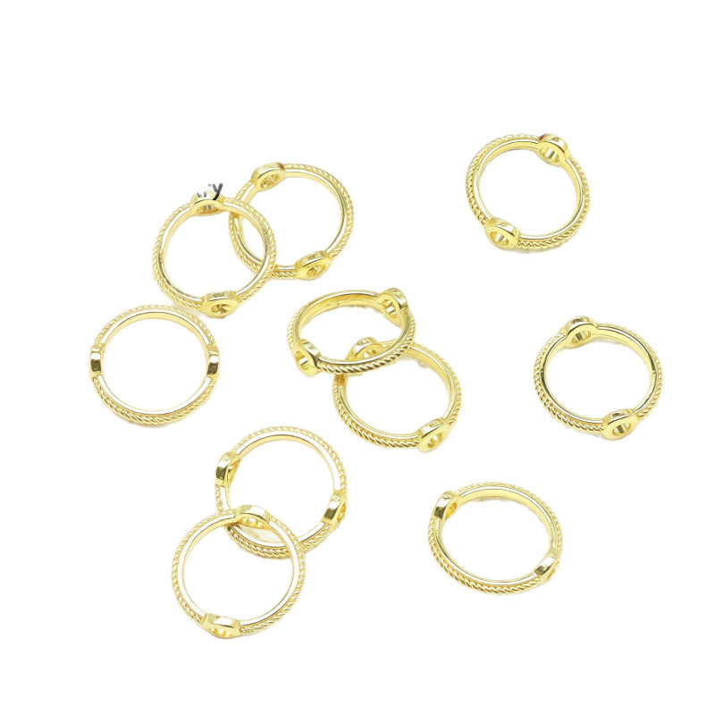 14k Gold-filled Twist Bead Set Ring Clip Beads Straight Hole Through Circle Set Diy
