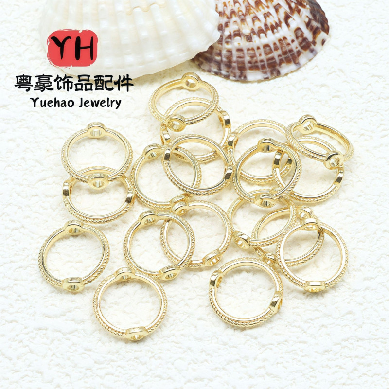 14k Gold-filled Twist Bead Set Ring Clip Beads Straight Hole Through Circle Set Diy