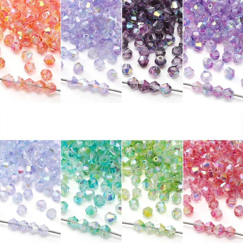 4mm Domestic Glass Rice Beads Two-color Aurora Double-pointed Gold Handmade Diy Beaded