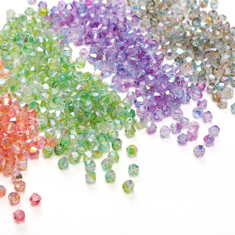 4mm Domestic Glass Rice Beads Two-color Aurora Double-pointed Gold Handmade Diy Beaded