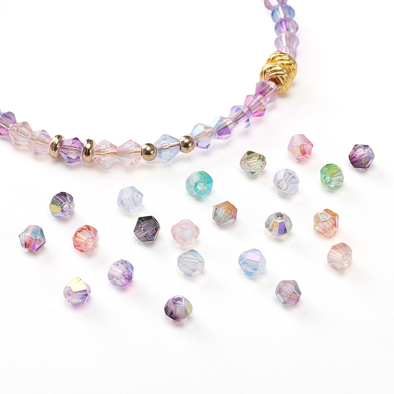 4mm Domestic High-quality Glass Rice Beads Two-color Aurora Double-pointed Handmade Diy