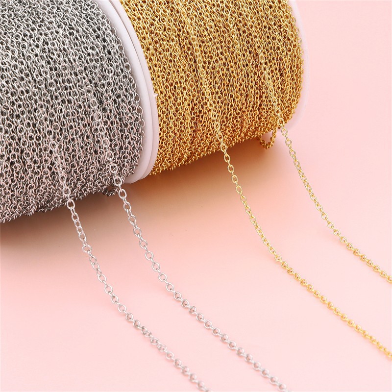 Color-preserving 14k Gold-plated Thin Chain Flattened Extended O-shaped Ending Handmade
