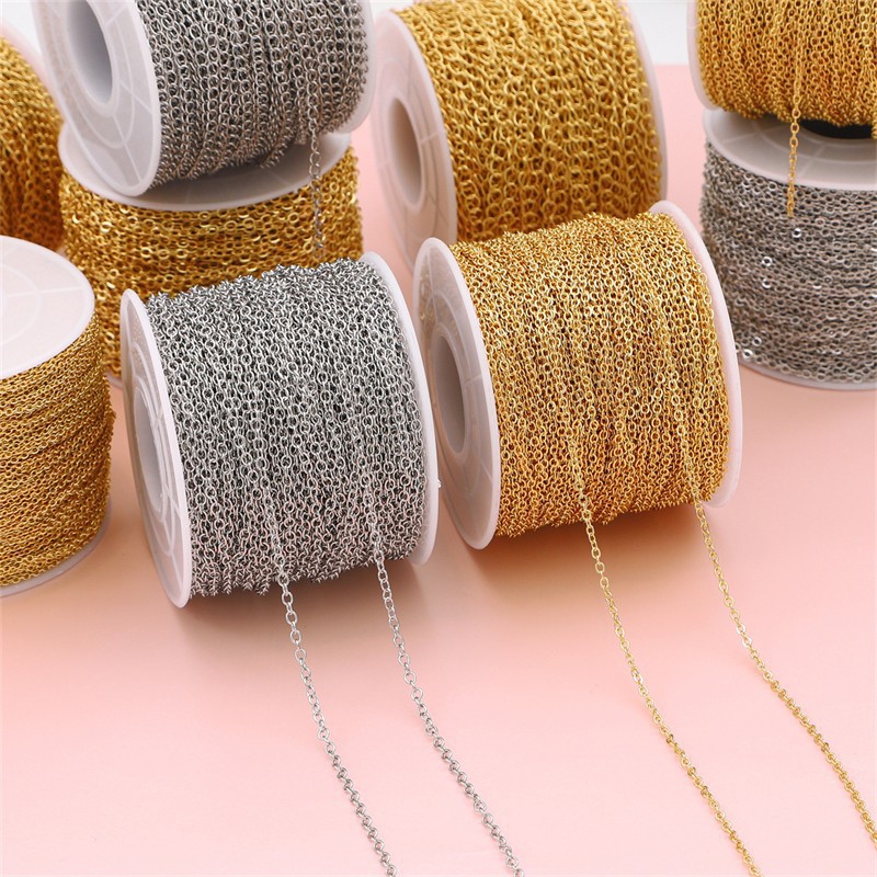 Color-preserving 14k Gold-plated Thin Chain Flattened Extended O-shaped Ending Handmade