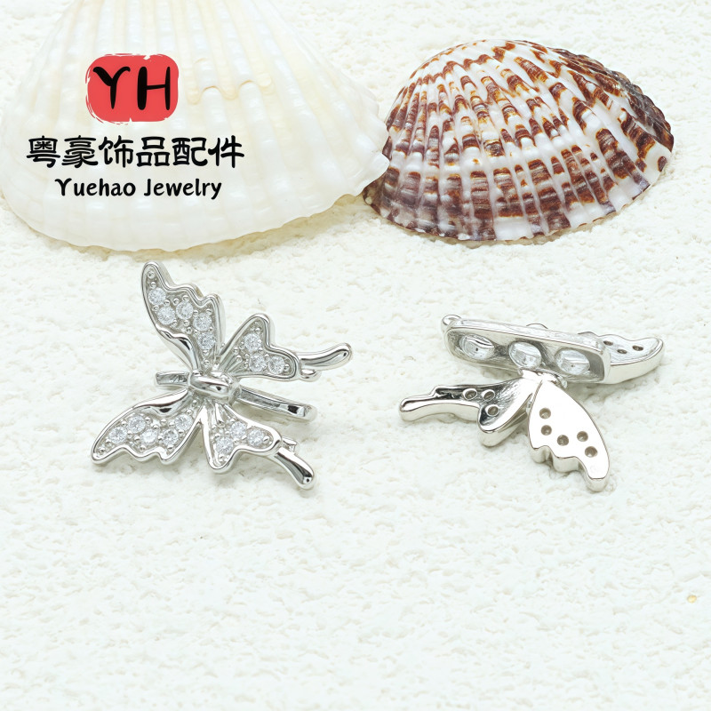 18k Gold-filled Color-protected Zircon Butterfly Double-row Bead Spacer Handmade Diy
