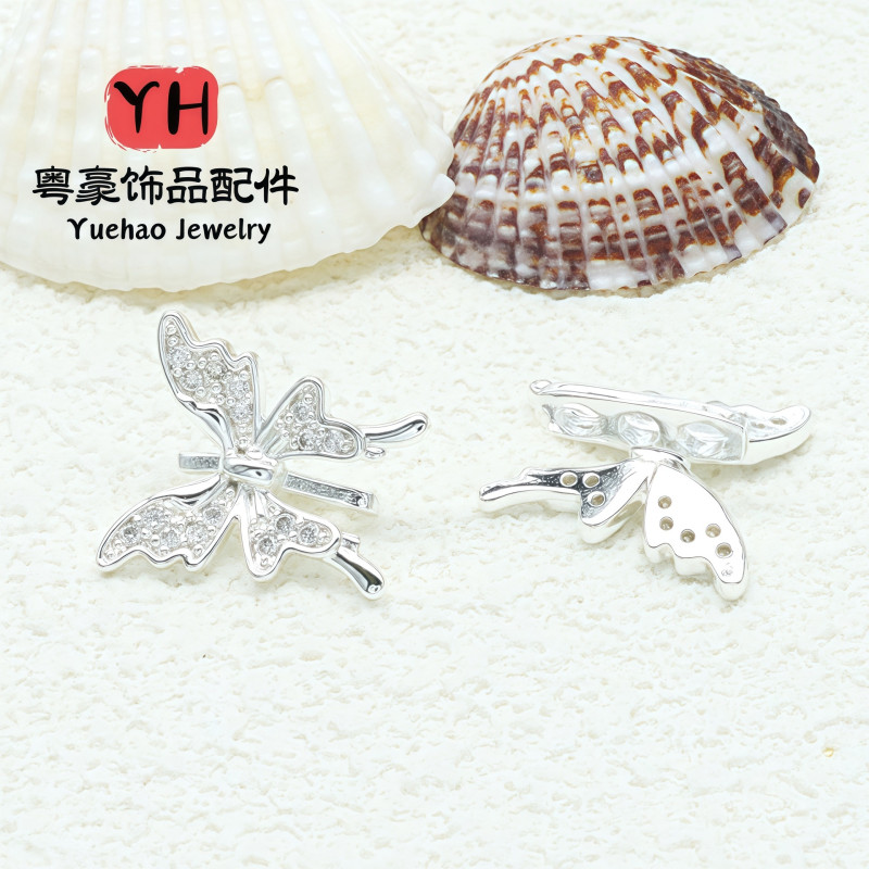 18k Gold-filled Color-protected Zircon Butterfly Double-row Bead Spacer Handmade Diy