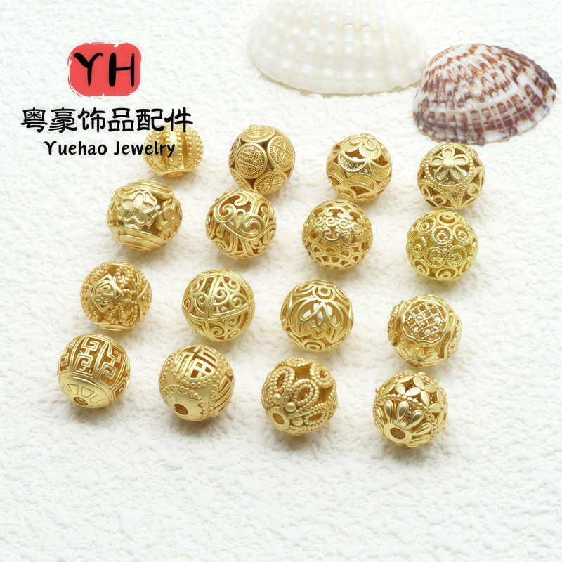 High Color Retention Ancient Gold Transfer Beads Hollow Spacer Diy Bracelet Necklace