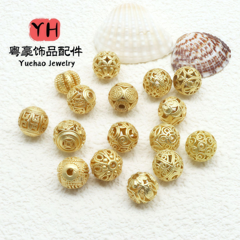 High Color Retention Ancient Gold Transfer Beads Hollow Spacer Diy Bracelet Necklace