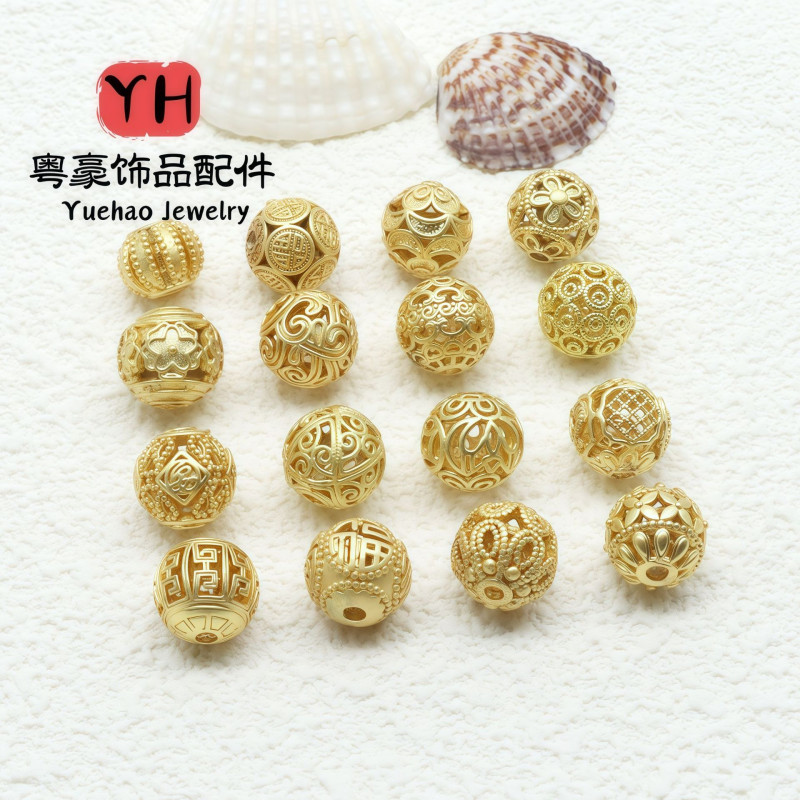 High Color Retention Ancient Gold Transfer Beads Hollow Spacer Diy Bracelet Necklace