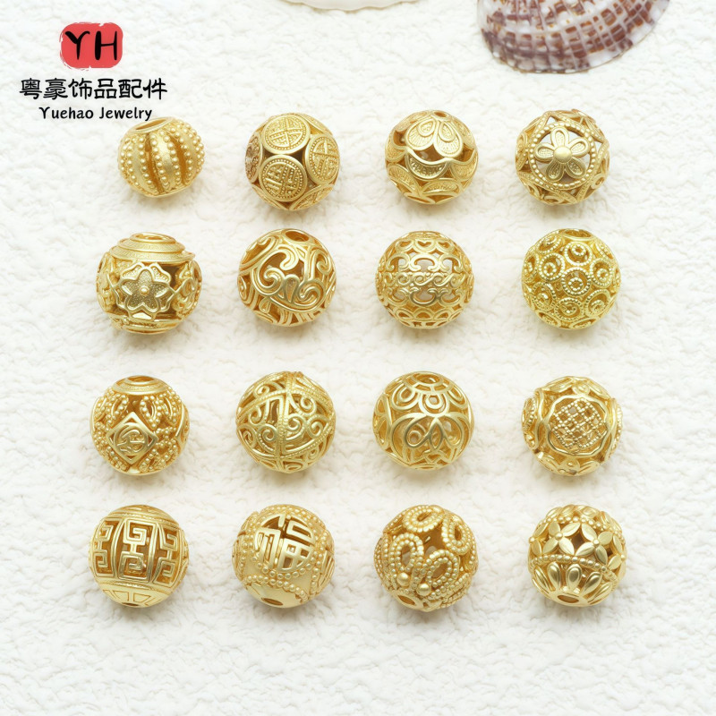 High Color Retention Ancient Gold Transfer Beads Hollow Spacer Diy Bracelet Necklace