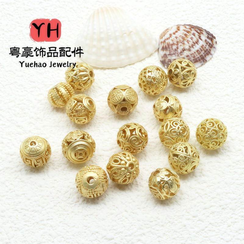 High Color Retention Ancient Gold Transfer Beads Hollow Spacer Diy Bracelet Necklace