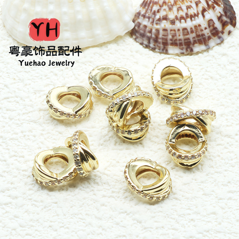 14k Gold-filled Color-preserving Diamond Double-ring Interwoven Spacer Beads with Diy