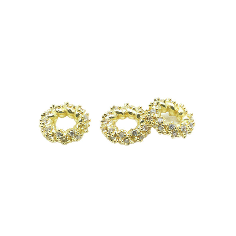 14k Color-preserving Full Diamond Micro-paved Zircon Wrapped Twist Beads Spacer Garland