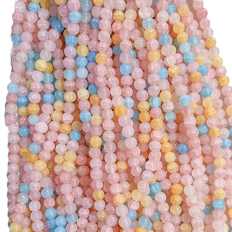 Water-dyed Jade Broken Imitation Round Beads Multi-color National Style Loose Bead