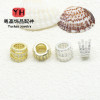 14k Gold-filled, Color-preserving, Micro-paved Zircon, Large Hole Stone Bucket Beads