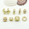 14k Gold-filled, Color-preserving, Micro-paved Zircon, Large Hole Stone Bucket Beads