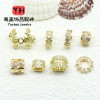 14k Gold-filled, Color-preserving, Micro-paved Zircon, Large Hole Stone Bucket Beads