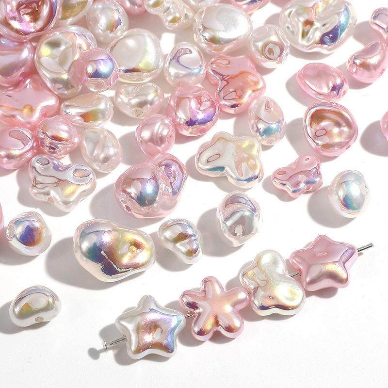 Abs Colorful Special-shaped Pearls Small Stones Flying Saucer Beads Handmade Diy Bracelet