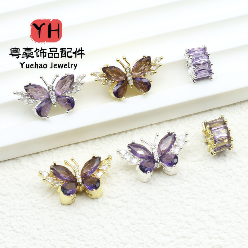 Color-preserving Silver Zirconium Butterfly Spacer Beads Diy Pearl Bracelet Necklace
