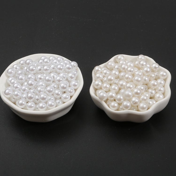 Off-white Non-porous, Half-hole, Perfect Round Imitation Pearl Loose Beads Diy Handmade