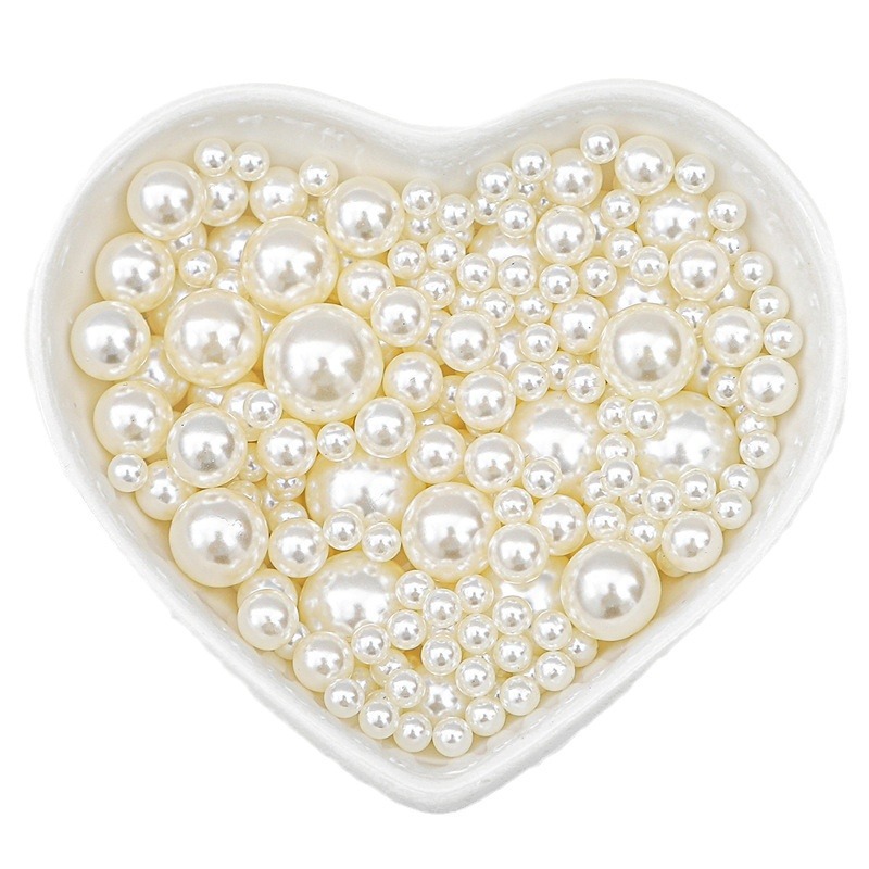 Off-white Non-porous, Half-hole, Perfect Round Imitation Pearl Loose Beads Diy Handmade