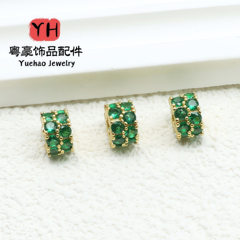 Diy Jewelry Crystal Double-layer Micro-paved Cubic Zirconia Accessories Barrel Beads