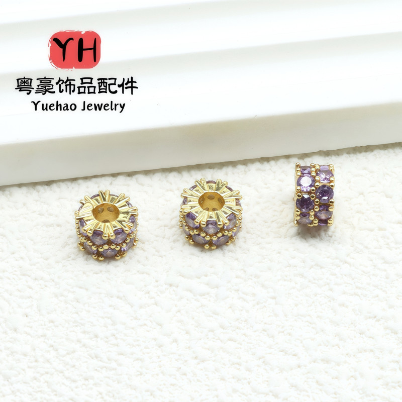 Diy Jewelry Crystal Double-layer Micro-paved Cubic Zirconia Accessories Barrel Beads