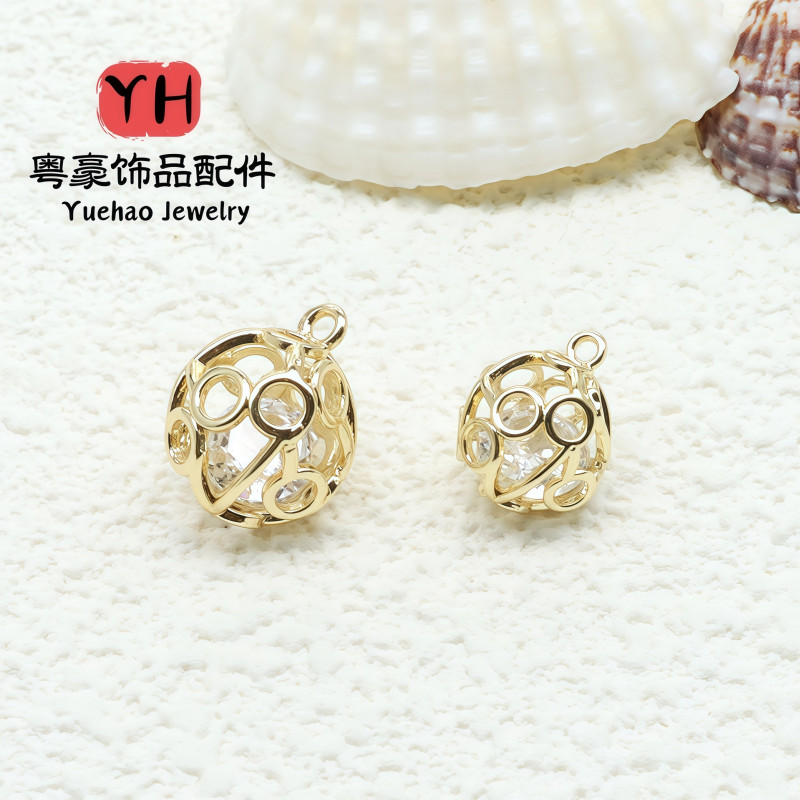 14k Gold-filled Color-preserving Micro-paved Zircon Hollow Pendant Diy Jewelry