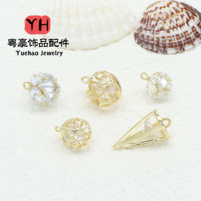 14k Gold-filled Color-preserving Micro-paved Zircon Hollow Pendant Diy Jewelry