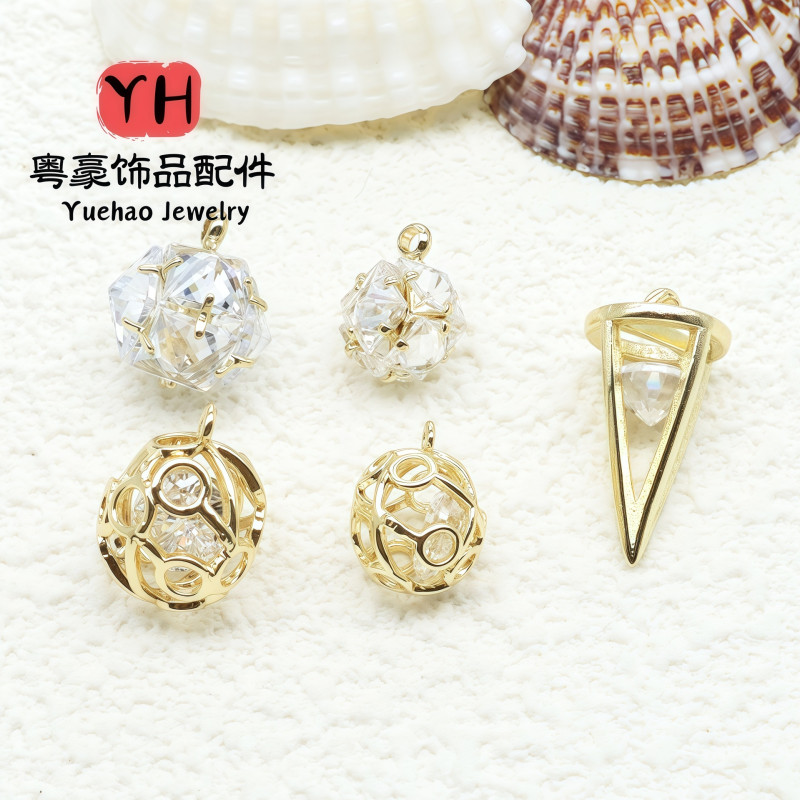 14k Gold-filled Color-preserving Micro-paved Zircon Hollow Pendant Diy Jewelry