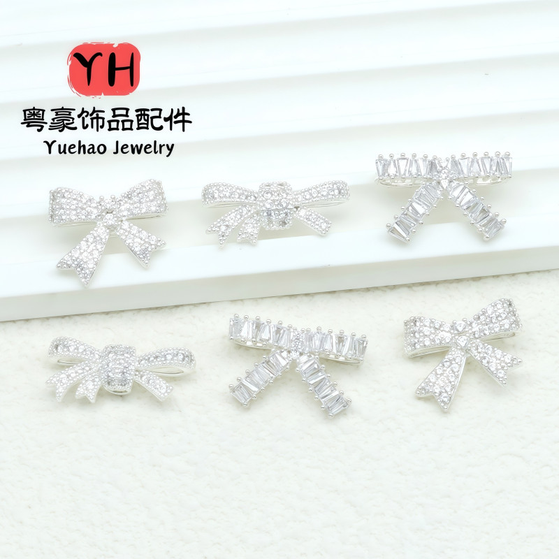 14k Gold-filled Color-protected Zircon Bow Through-hole Separated Beads Handmade Diy