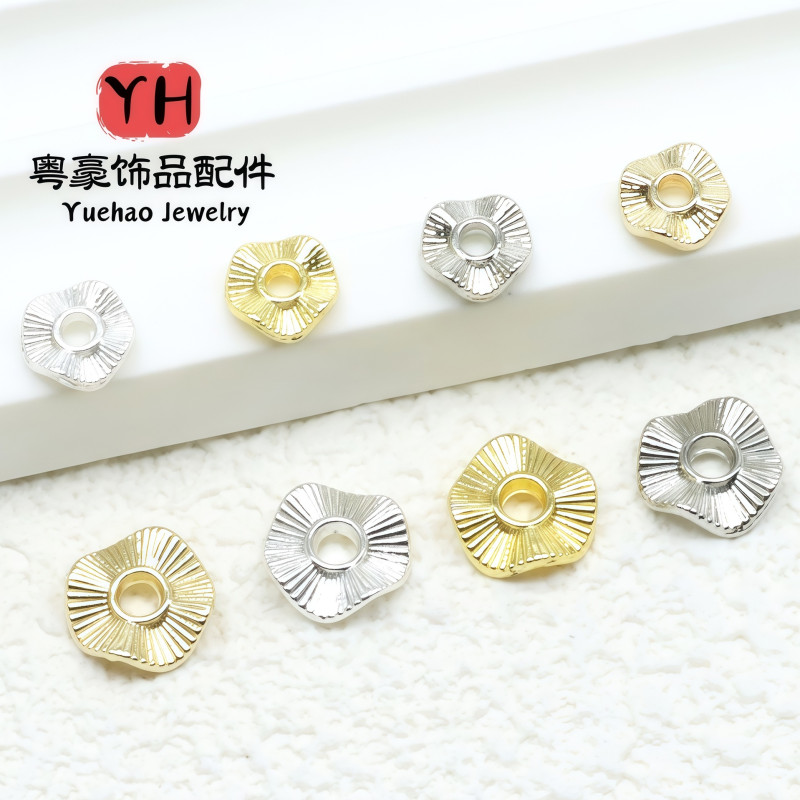 Wavy Striped Spacers, Crystal Accessories, 14k Gold-covered, Color-preserving Diy